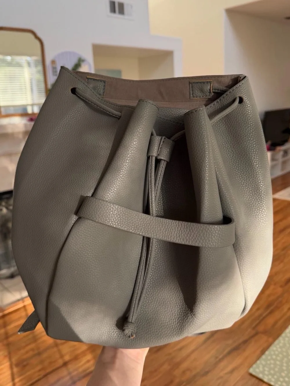 Minimalist Gray Women's Faux Leather Backpack